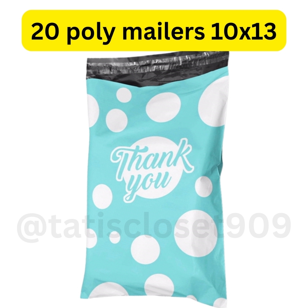 20 teal and white polka dot poly mailers 10x13 Shipping Bags